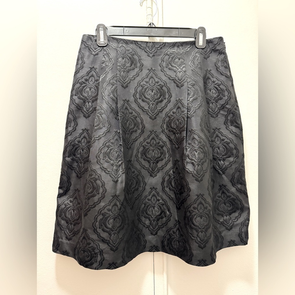 Talbots Petite Black Jacquard Damask Paisley Skirt 10P